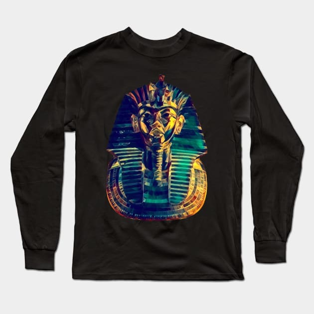 Mask of Tutankhamun Polypaint Long Sleeve T-Shirt by jph